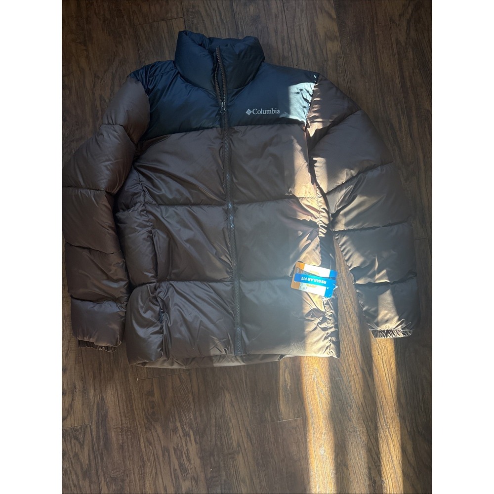 Mens Columbia Puffect III Puffer Jacket Coat Brown/Black Sz S